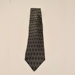 Murano Green, Black & Brown Geometric Pattern Silk Tie